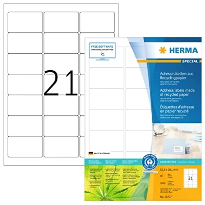 Afbeelding van Etiket HERMA recycling 10727 63.5x38.1mm 1680stuks wit