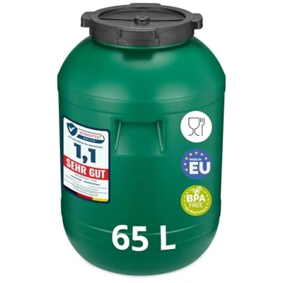 Afbeelding van Garronda 65L Kunststof Trommel Met Deksel Vat HDPE Voedselvat Tuin Hobbock Groen GD DOL Barrel Green