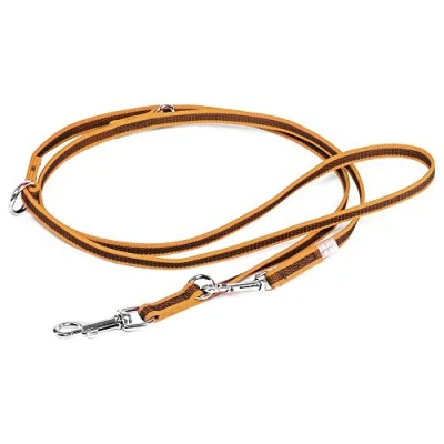 Afbeelding van Julius K9 dubbele antislip hondenriem oranje/grijs. Verstelbaar tot max.2.20 breedte 14 mm