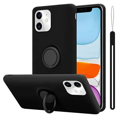 Afbeelding van Cadorabo Hoesje geschikt voor Apple iPhone 11 in LIQUID ZWART Beschermhoes van flexibel TPU silicone Case Cover met ring