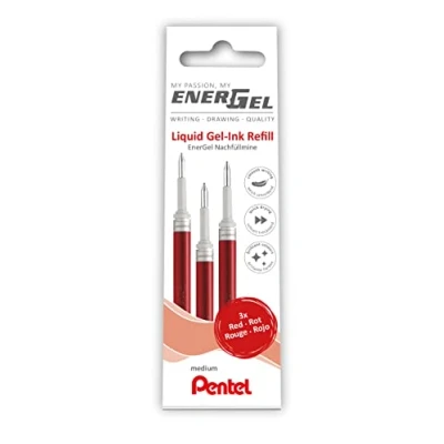 Image de Pentel LR7 3B Recharge pour stylos EnerGel 0,7 ball = 0,35 mm d&#039;épaisseur de trait, VE 12 x 3 pièces, rouge