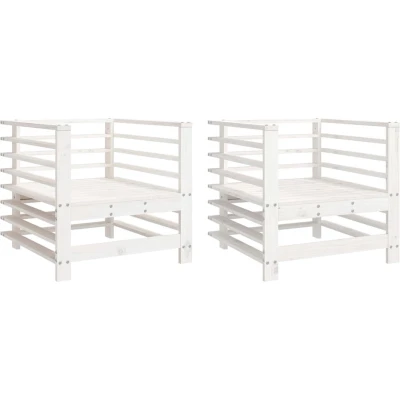 Afbeelding van Tuinstoelen 2 st massief grenenhout wit