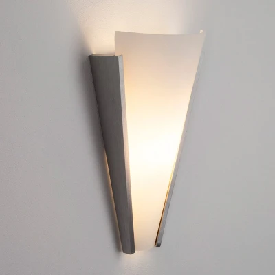 Afbeelding van Lindby wandlamp 1licht metaal, glas H: 31 cm E14 wit gesatineerd, geborsteld aluminium