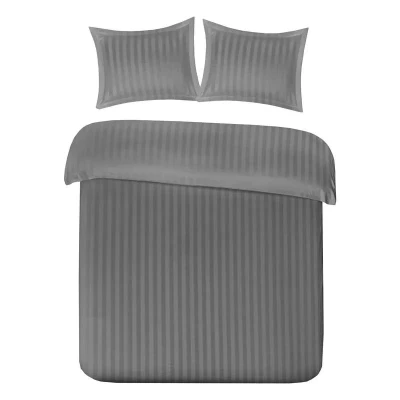 Image de Papillon Uni Satin housse de couette Grande taille (240x220 cm + 2 taies d&#039;oreiller) Gris