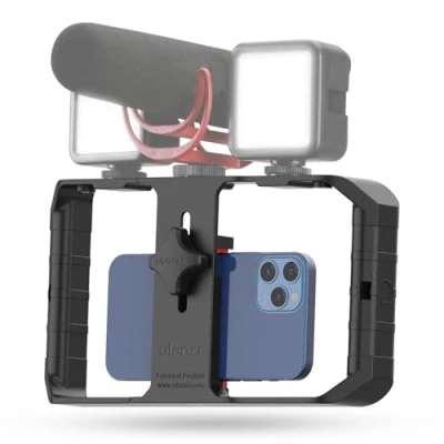 Afbeelding van ULANZI U Rig Pro handheld videorig, stevige telefoonhouder voor smartphone en iPhone, stabiele opnames, met 3 cold shoe aansluitingen, Samsung, Huawei