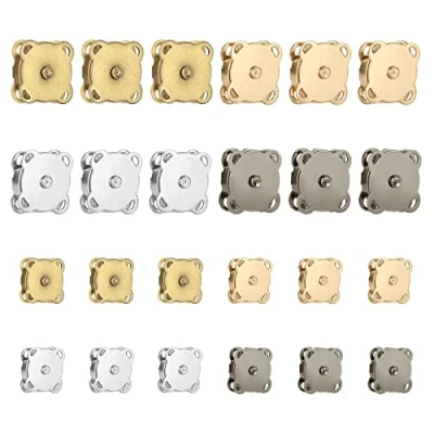 Afbeelding van 24 sets magnetische drukknopen, 14 mm en 18 mm, sluiting, voor tassen, 2 maten, knoop, naaien, magnetisch, knutselen, handtassen, kleding, jassen