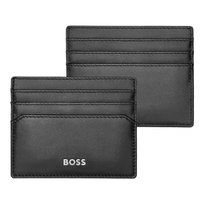 Afbeelding van HUGO BOSS Leren Kaarthouder Classic Smooth Card Holder Black Zwart