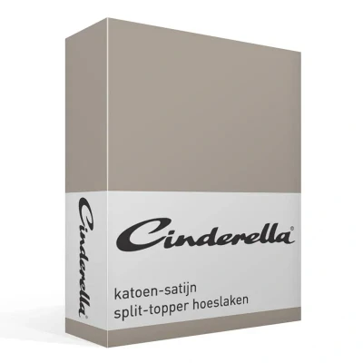 Afbeelding van Cinderella Sundays Topper Hoeslaken met split 180x200 cm Tot 15 matrashoogte 100% Katoen Satijn Taupe
