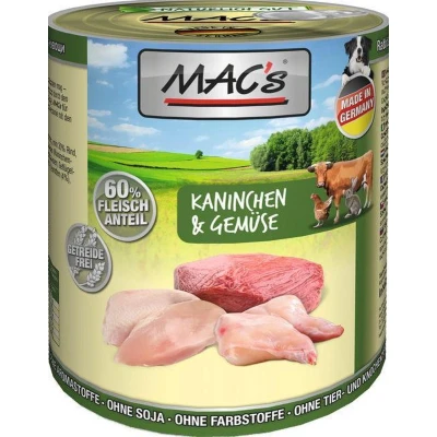 Afbeelding van 6x800g Adult Konijn &amp; Groente MAC&#039;s Hondenvoer
