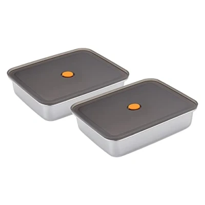 Afbeelding van Navaris marinade schaal met deksel 23,5x19x5,7 cm Set van 2 Geschikt als ovenschaal tot 220 graden Marineren vlees, vis of groente