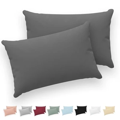 Afbeelding van Twinzen® Kussensloop, 40 x 70 cm, 100% jersey katoen, 150 g/m², antraciet, kussensloop met ritssluiting, Oeko Tex gecertificeerd, 2 stuks