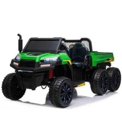 Afbeelding van FINOOS Truggy Gator elektrische auto voor kinderen, afstandsbediening 2,4 GHz, 12 V, leren zitting, 4 krachtige motoren, groen