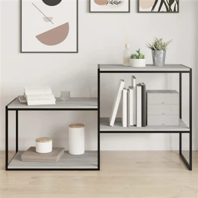 Afbeelding van Wandschappen 4 st 60x40x1,5 cm bewerkt hout grijs sonoma eiken