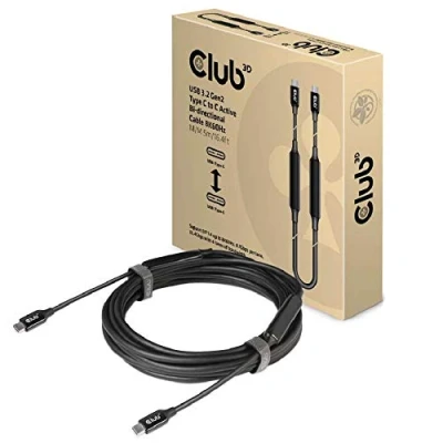 Image de Club 3D CAC 1535 Câble USB 24 pin C (M) pour 3.2 Gen 2 / DisplayPort 1.4 20 V 3 A 5 m actif Power Delivery (3A 60W) support 8K bi directionnel
