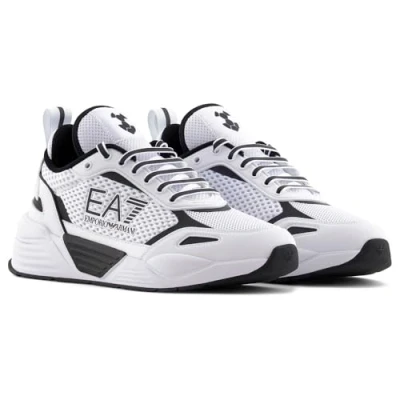 Afbeelding van EA7 Emporio Armani ACE Runner Unisex Sneakers laag, Maat: 42, White/black Imitatieleer/ textiel