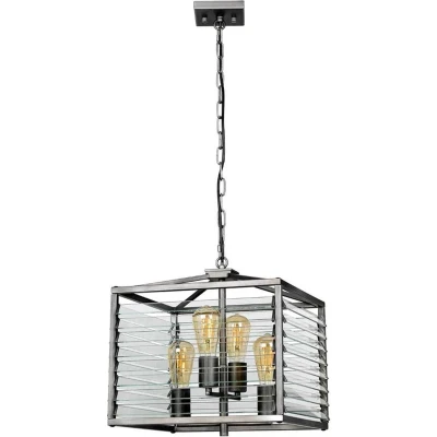 Afbeelding van Elstead Lighting LED Pendelarmatuur Louvre 4X E27 Max 60W Dimbaar Painted Gunmetal