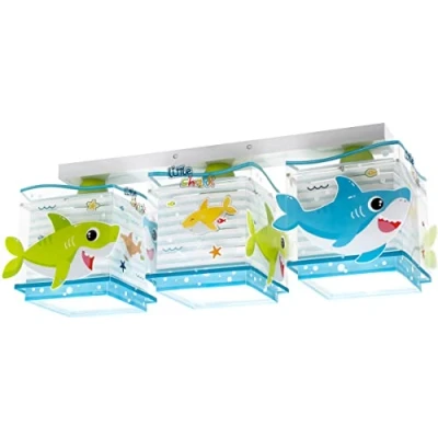Afbeelding van Dalber Little Shark plafondlamp zeemotief 3 lamp