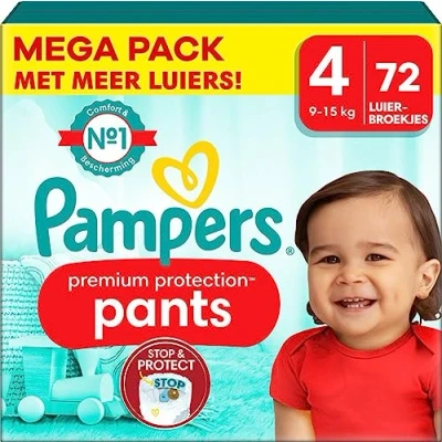 Afbeelding van Pampers Premium Protection Pants Maat 4 Mega Pack 72 stuks 9/15 KG