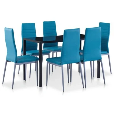 Afbeelding van vidaXL 7 delige Eethoek blauw
