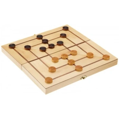 Afbeelding van Negen Morris Game voor heren met opvouwbaar houten bord en stukken, van Philos