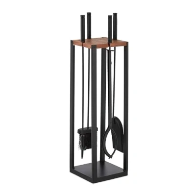 Afbeelding van Relaxdays haardset 5 delig haardstel asschep pook openhaardset metaal modern
