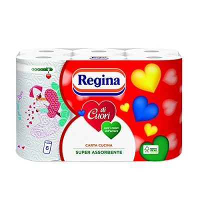 Afbeelding van Regina 6 rollen keukenpapier, 50 vellen super absorberend, 2 laags, 50% gerecycled kunststof, 100% FSC® gecertificeerd papier