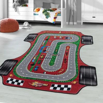 Afbeelding van Play Vloerkleed Kinderkamer Formule 1 Laagpolig Rood 160x230 cm