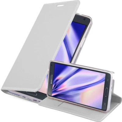 Afbeelding van Cadorabo Hoesje geschikt voor Samsung Galaxy NOTE 4 in CLASSY ZILVER Beschermhoes met magnetische sluiting, standfunctie en kaartvakje Book Case Cover Etui
