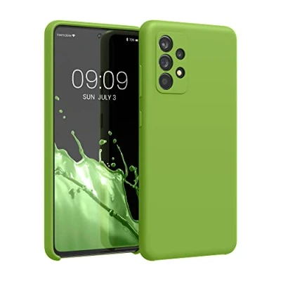 Afbeelding van kwmobile telefoonhoesje geschikt voor Samsung Galaxy A52 / 5G A52s Hoesje met siliconen coating Smartphone case in groene peper