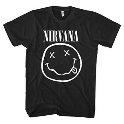 Afbeelding van Nirvana White Happy Face Heren T shirt 2XL Zwart