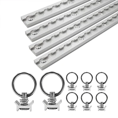 Afbeelding van LABT Aluminium bovenrailset met verbindingsstukken, rechthoekig, 0,5 m, 1 1,5 2 geanodiseerde sjorrail voor het vastzetten van ladingen aanhangers, vrachtwagens, campers (set