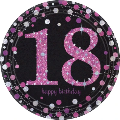 Afbeelding van Bord Sparkling 18 zwart roze 23cm 8 stuks