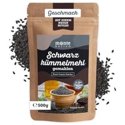 Afbeelding van Gemalen Nigelle Monte Nativo (500 g) Nigella poeder Zwart komijnenmeel Zacht gedroogde en aromatische specerijen ideaal voor koken kruiden Intesive aroma smaak