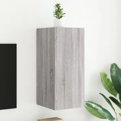 Afbeelding van Tv wandmeubel met LED verlichting 30,5x35x70 cm grijs sonoma