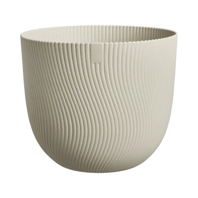 Afbeelding van Elho Sereh Rond 30 Bloempot voor Binnen &amp; Buiten 100% Gerecycled Plastic Ø 29.5 x H 25.3 cm Paddenstoel Beige