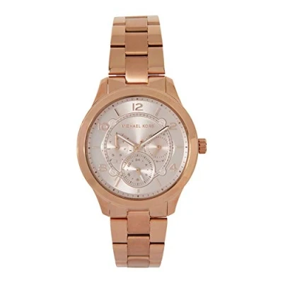 Afbeelding van Michael Kors Runway dameshorloge kwarts / chrono uurwerk 38mm behuizing MK7385, Roségoud en lichtroze toon, Klassiek