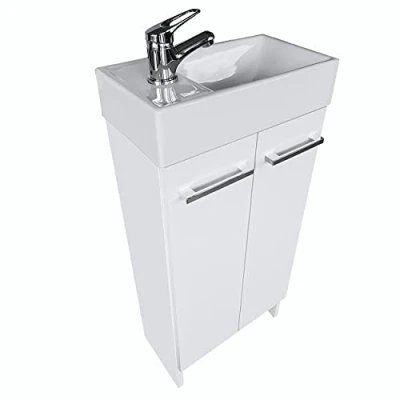 Afbeelding van paplinskimoebel lavabo avec meuble sous vasque 81 cm x 40 22 cm, invités petite armoire 40cm, de salle bain (Blanc)
