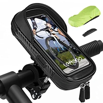 Afbeelding van LEMEGO Telefoonhouder voor fiets, motorfiets, waterdicht, telefoon, elektrische step, scooter, 360, stuurtas, MTB, met regenhoes, touchscreen, smartphone, 7 inch