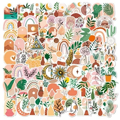 Afbeelding van Boheemse esthetische stickers, 100 retro vintage stickers