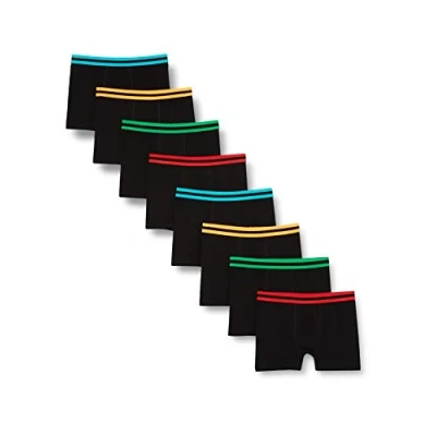 Image de FM London (Lot de 8) Boxer Enfant Boxers Confortables pour Enfants Dans Une Variété Couleurs Sous Vêtements Garçons Riches en Coton avec Construction Durable, Noir, M (7