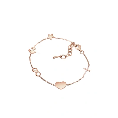 Afbeelding van Elli Kreuz HERZ Infinity Anker Stern Armband Rose goldcoloured, Dames, Maat: 16, gold coloured