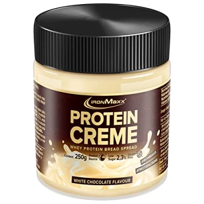 Afbeelding van IronMaxx Protein Creme Proteïnecrème alternatief voor smeerpasta koolhydraatarm witte chocolade smaak 1 x pot van 250 g
