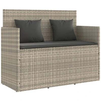 Afbeelding van Tuinbank met kussens poly rattan grijs
