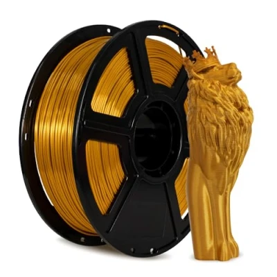 Afbeelding van FLASHFORGE Zijde filament voor 3D printers, 1,75 mm, spoel van 1 kg, maatnauwkeurigheid +/ 0,02 FDM zijdetextuur en ultrahoge glans (goud)