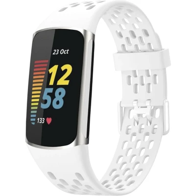 Afbeelding van imoshion bandje Geschikt voor Fitbit Charge 5 / 6 Siliconen sport met gaatjes Wit