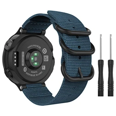 Afbeelding van MoKo Bandje compatibel met Forerunner 235/235 Lite/220/230/620/630/735XT/Approach S20/S6/S5, reservearmband van geweven nylon blauw