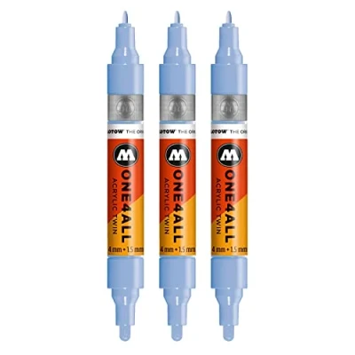 Afbeelding van Molotow One4All Twin acrylmarkers, lijndikte 1,5 mm en 4 mm, zeer dekkend permanent, kleur 202, keramiek, licht pastel, 3 stuks