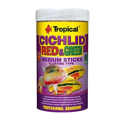 Afbeelding van Tropical Cichlide Red &amp; Green Sticks Medium 1 Liter Visvoer
