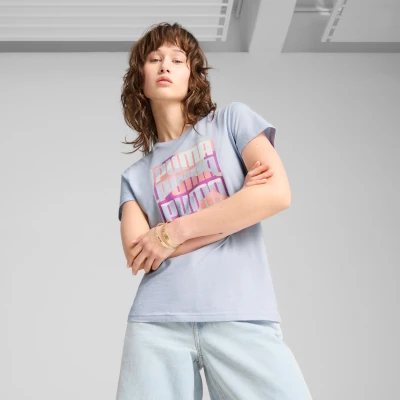 Afbeelding van Puma Graphics Mountain Tshirt print, Dames, Maat: Medium, Cool weather