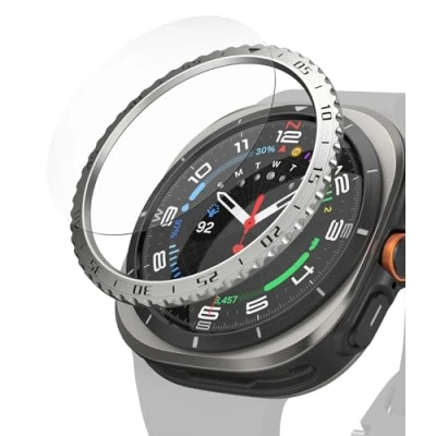 Afbeelding van Ringke Bezel Styling van gehard glas, compatibel met Samsung Galaxy Watch Ultra, accessoires, beschermhoes, roestvrij staal, krasbestendig, zilverkleurig [47 01]